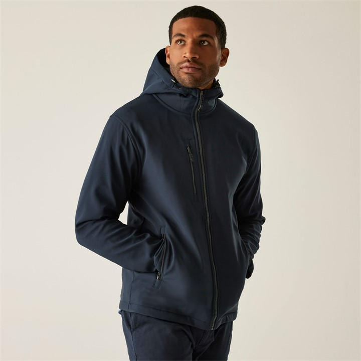 Regatta Men's Navy Seal Grey Navigate 2 Layer Hooded Softshell Jacket in Size 4XL, Sports Direct