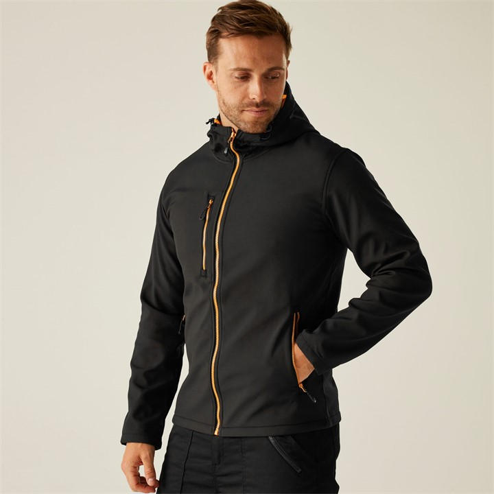 Regatta Men's Black Navigate 2 Layer Hooded Softshell Jacket in Size 2XL, Sports Direct