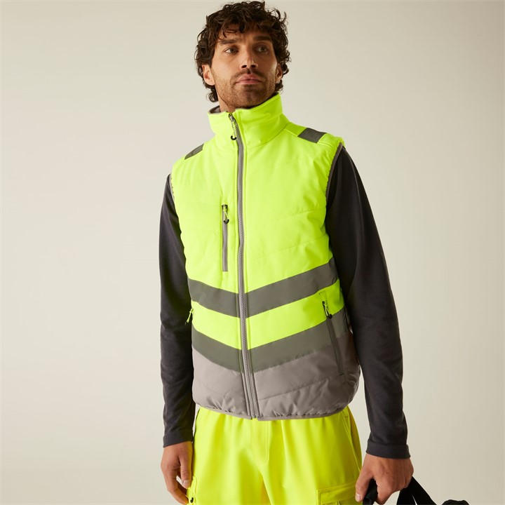 Regatta Men' Yellow Hi-Vis 2-Tone Thermal Bodywarmer in Size S, Sports Direct