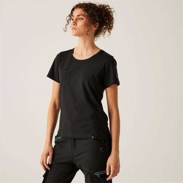 Regatta Women's Black Ada Cotton Stretch T-Shirt in Size 20, Sports Direct