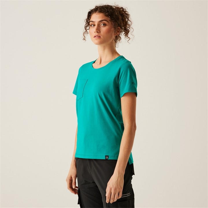 Regatta Women's Wilderness Green Ada Cotton Stretch T-Shirt in Size 10, Sports Direct