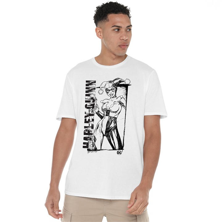 Dc Comics Men's White Harley Quinn Sketch T-Shirt in Size 5XL, Sports Direct