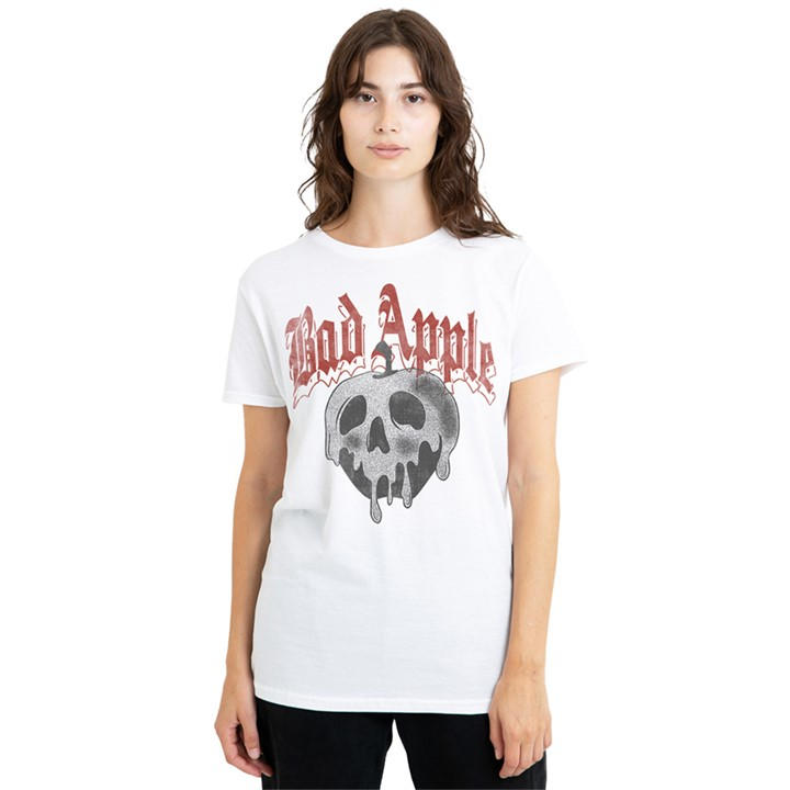 Disney Women's White Snow Bad Apple Skull T-Shirt, Sports Direct