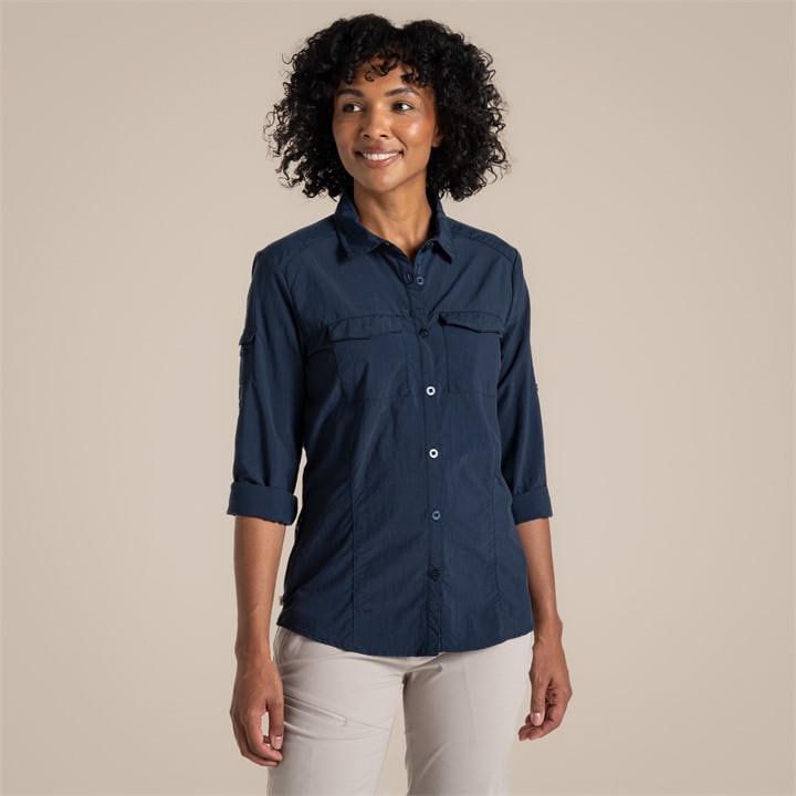 Craghoppers Women's Blue Nosilife Adventure Iii Quick-Drying Shirt in Size 24, Sports Direct