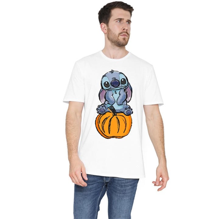 Disney Men's White Lilo & Stitch Pumpkin Sketch T-Shirt in Size XL, Sports Direct