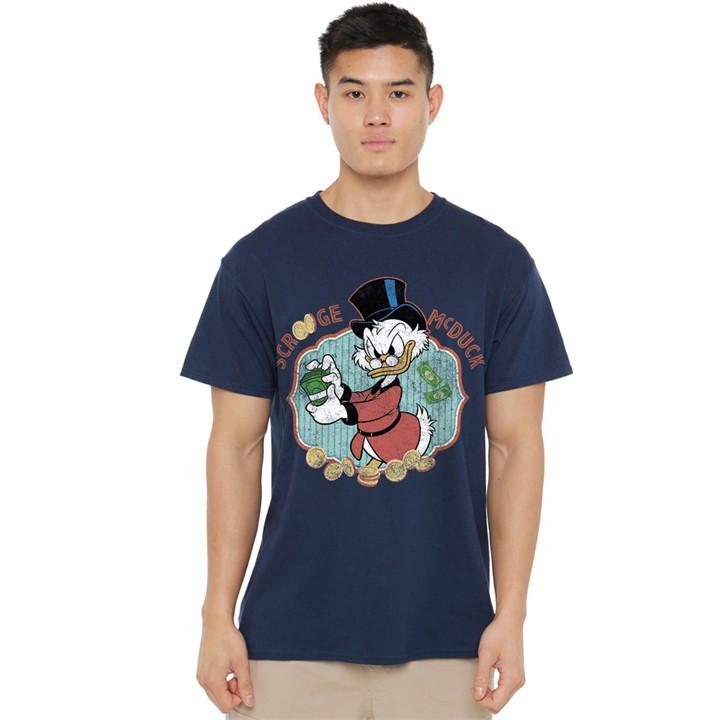 Disney Men's Blue Scrooge Cash Mcduck T-Shirt in Size M, Sports Direct