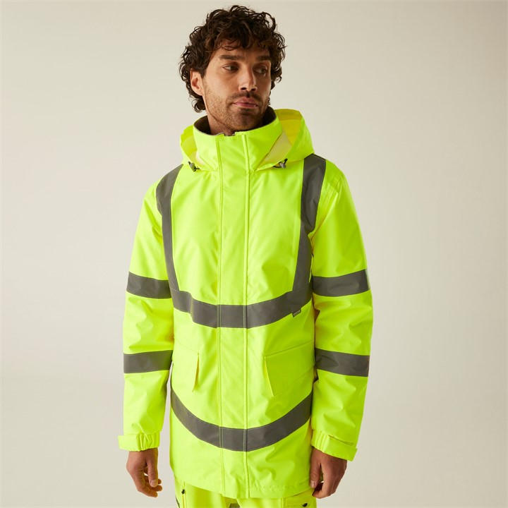 Regatta Men's Yellow Hi-Vis Pro Dover Parka in Size XL, Sports Direct