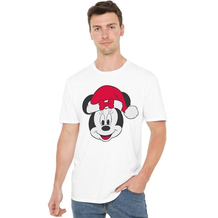 Minnie Mouse Men's White Christmas Hat T-Shirt in Size 2XL, Sports Direct