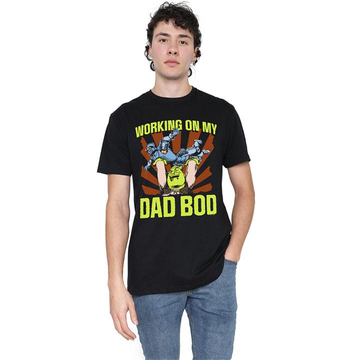 Men's Black Other Shrek Working On My Dad Bod T-Shirt in Size XL, Sports Direct
