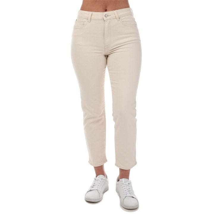 Only Women's White Emily Stretch High Waist Straight Jeans