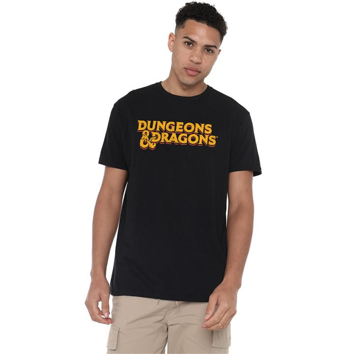 Hasbro Men's Black Dungeons & Dragons 70S Logo T-Shirt Bla in Size 2XL, Sports Direct