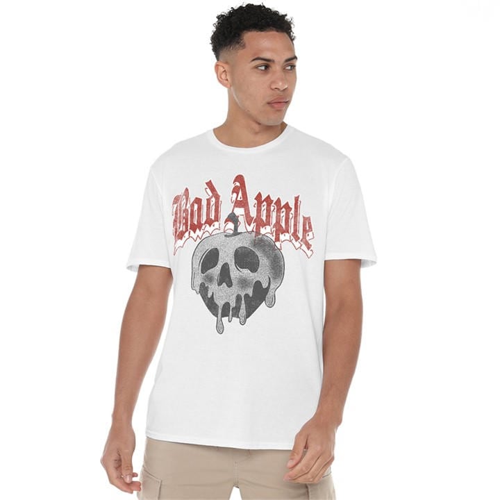 Disney Men' White Snow Bad Apple Skull T-Shirt in Size S, Sports Direct