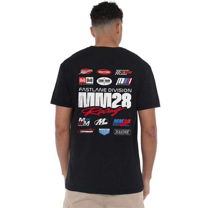 Disney Men's Black Mickey Mouse Racing Logo Group T-Shirt in Size 4XL, Sports Direct