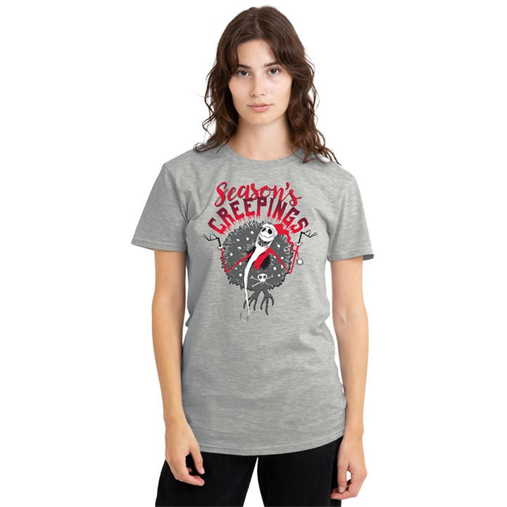 Disney Women' Grey Nightmare Before Christmas Holiday Chills Tee Ath in Size S, Sports Direct