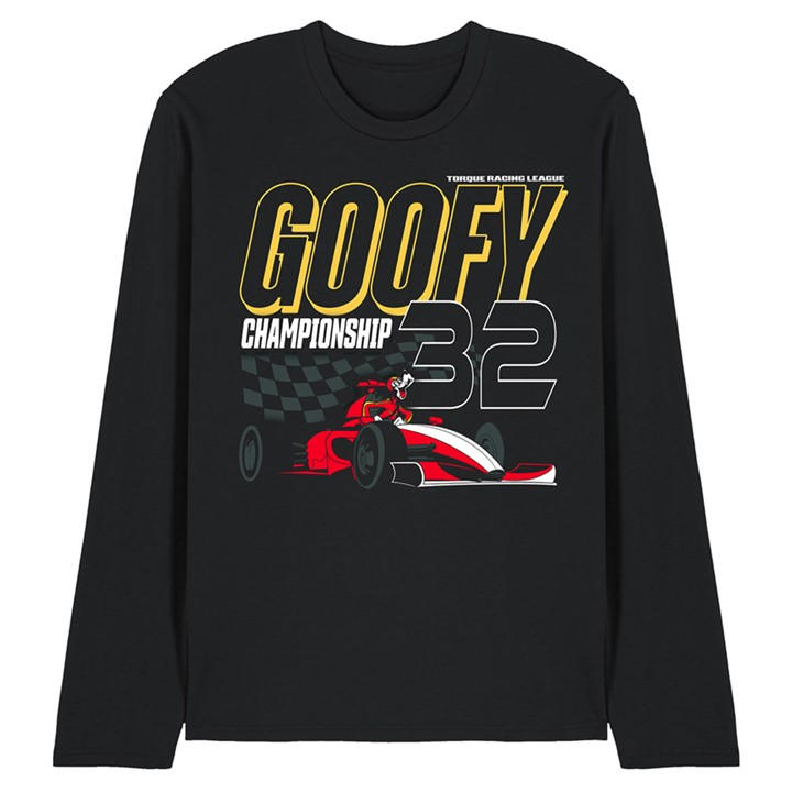 Disney Men's Black Goofy Racing Monaco Long Sleeve T-Shirt in Size XL, Sports Direct