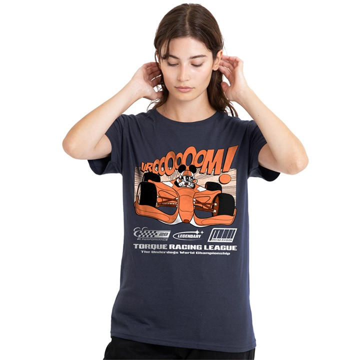 Disney Women' Blue Mickey Mouse Racing Comic T-Shirt Deep Navy in Size S, Sports Direct
