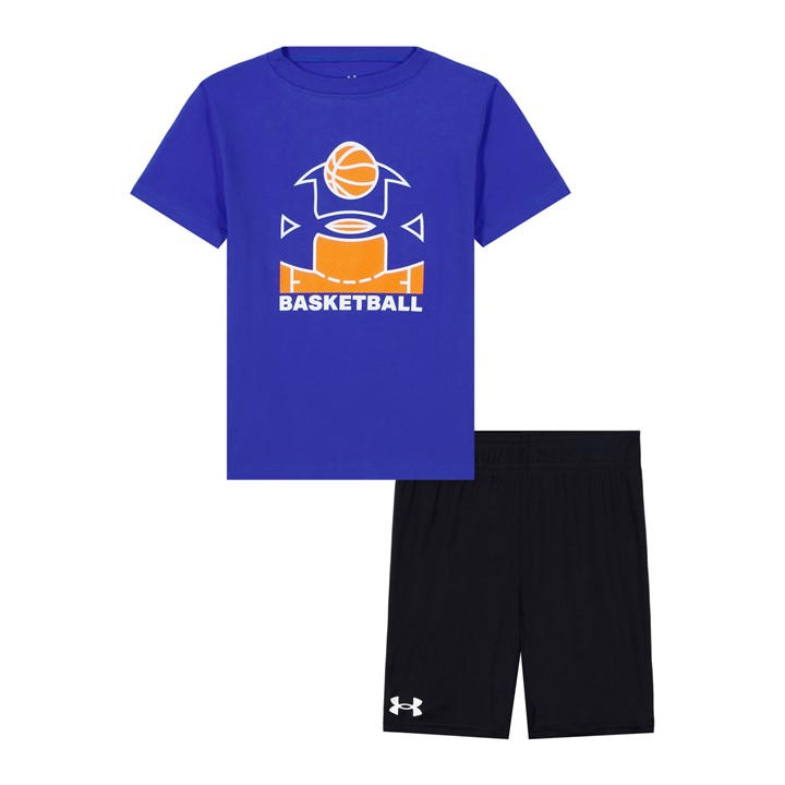 Under Armour Boys Blue Kids'  T-Shirt And Shorts Set in Size 6 - 7 Years, Sports Direct