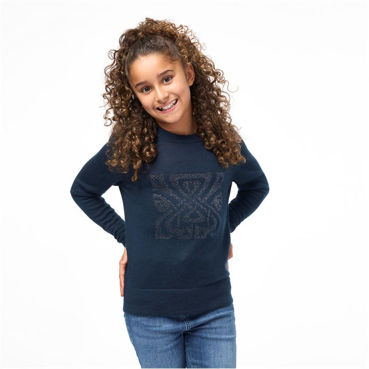 Biba Girls Blue  Merino Logo Jumper in Size M, Sports Direct