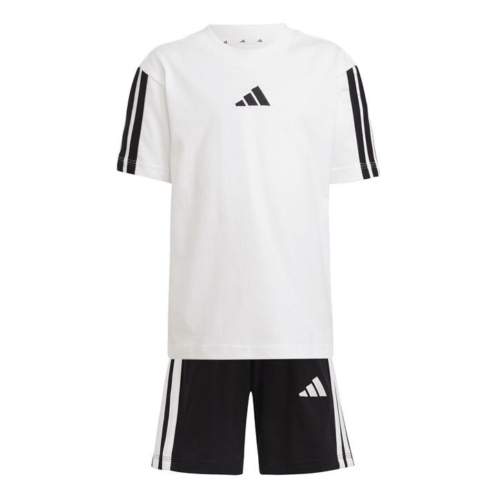 Adidas Boys White 3 Stripe Essentials Tee Set Infants Size 5