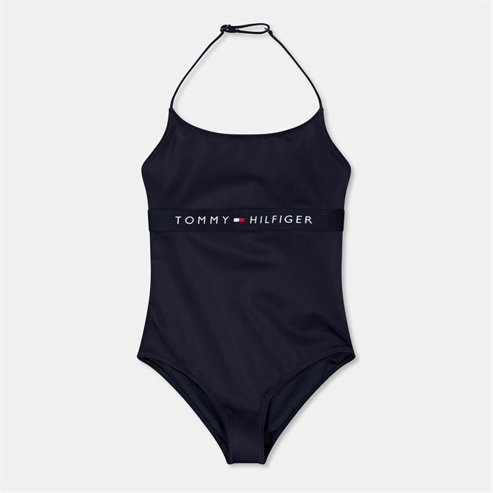 Tommy Hilfiger Girls Blue Kids' One-Piece Scoop Neck Swimsuits in Size 8 - 9 Years, Sports Direct