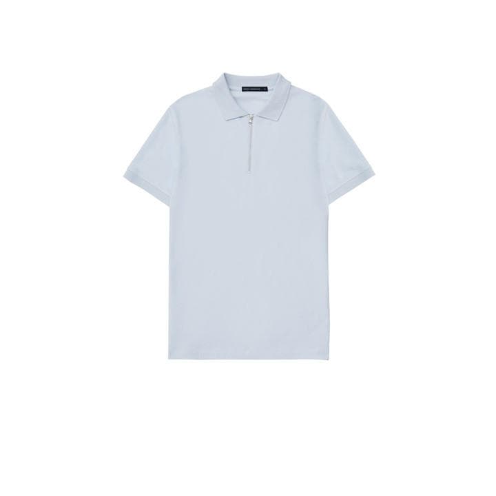 French Connection Men's Blue Zip Up Pique Polo Shirt, Sports Direct