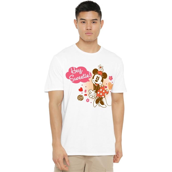 Minnie Mouse Men's White Vintage Valentines Day Hey Sweetie! in Size 2XL, Sports Direct