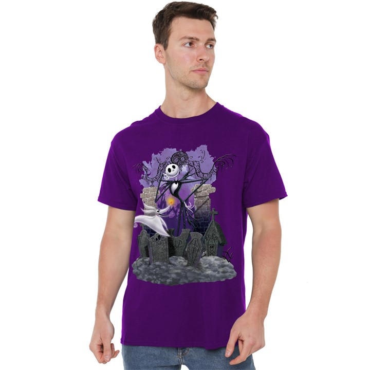 The Nightmare Before Christmas Men's Purple Jack Skellington Graves T-Shirt in Size M, Sports Direct