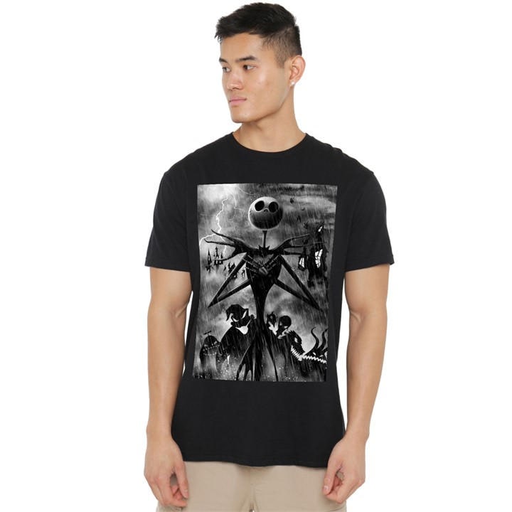 The Nightmare Before Christmas Men's Black Jack Skellington Rain T-Shirt in Size 2XL, Sports Direct