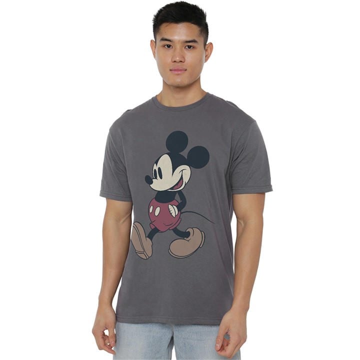 Mickey Mouse Men's Grey Mickey & Friends Mickey Wander T-Shirt Charco in Size XL, Sports Direct