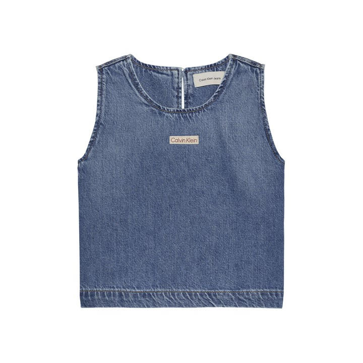 Calvin Klein Jeans Girls Blue Kids' Soft Denim Crop Top in Size 11 - 12 Years, Sports Direct