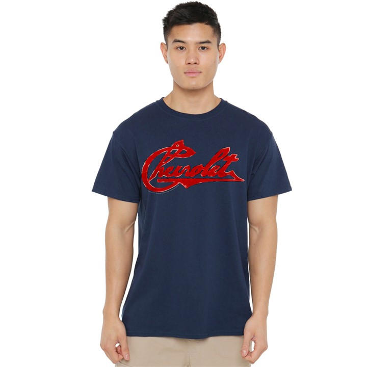 Men's Blue Other Chevrolet Chevrolet Script Distressed T Shirt Nav in Size XL, Sports Direct