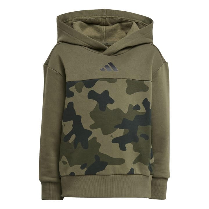 Adidas  Kids Green Essentials Allover Print Hoodie Set Kids in Size 5 - 6 Years, Sports Direct
