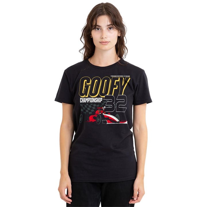 Disney Women's Black Goofy Racing Monaco T-Shirt, Sports Direct
