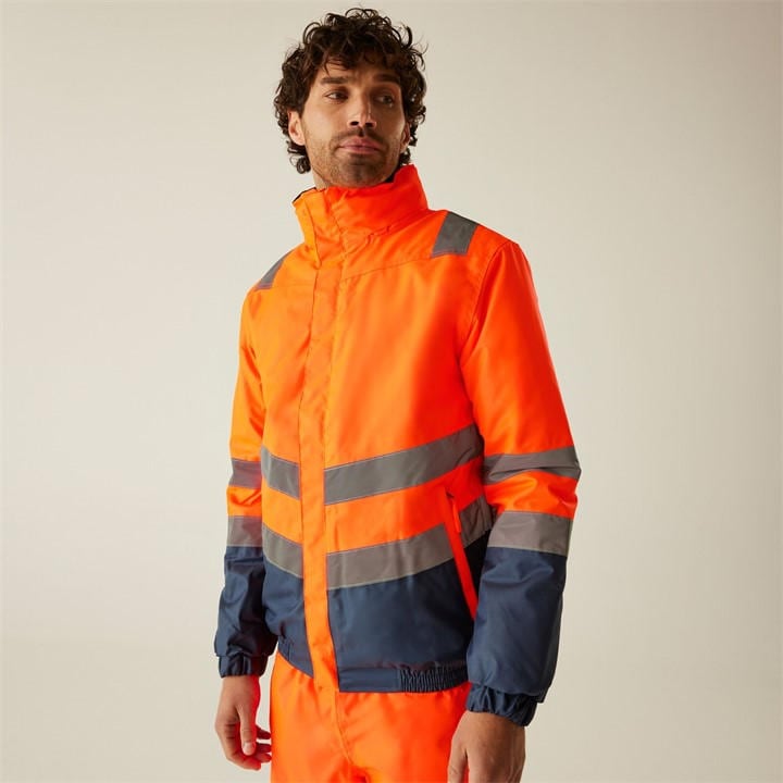 Regatta Men's Orange Waterproof Hi-Vis Bomber Jacket in Size M, Sports Direct