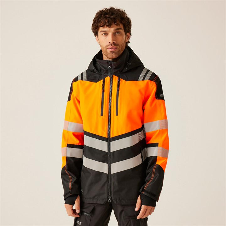 Regatta Men' Black Hi-Vis X-Pro Waterproof Shell Jacket - Class in Size S, Sports Direct
