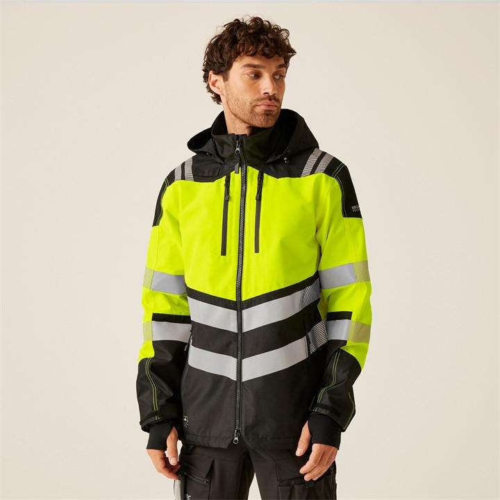 Regatta Men's Black Hi-Vis X-Pro Waterproof Shell Jacket - Class in Size 4XL, Sports Direct