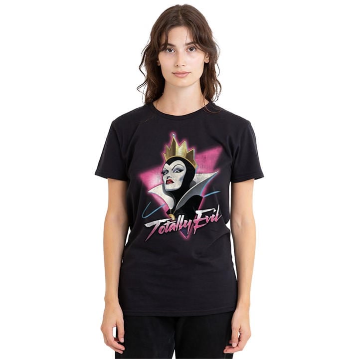 Disney Women's Black Snow White Evil Queen Totally Evil T-Shirt in Size L, Sports Direct