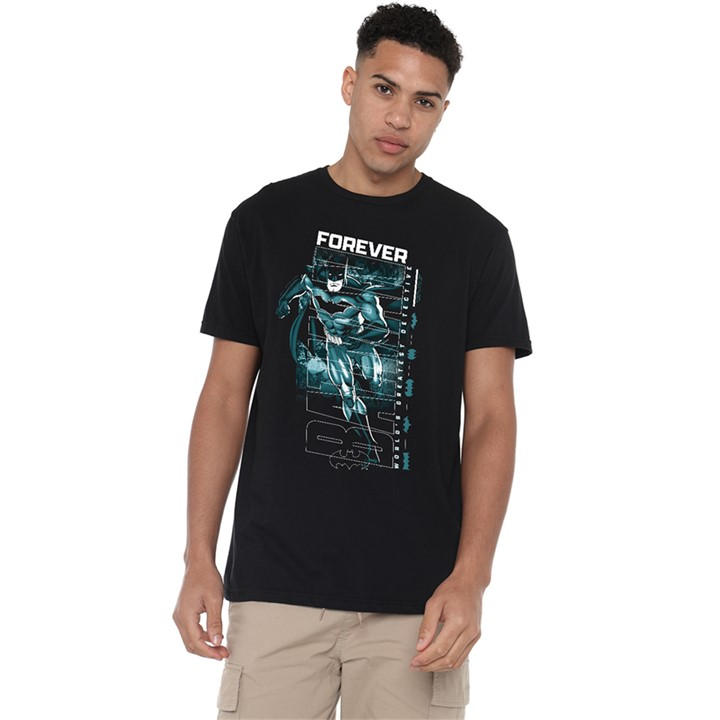Dc Comics Men's Black Batman Forever Run T-Shirt in Size XL, Sports Direct