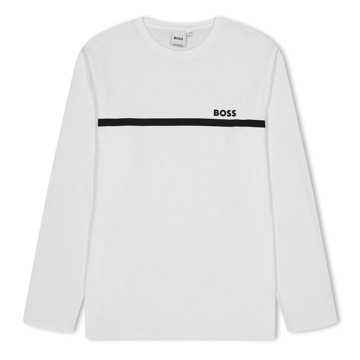 Boss Boys White Kids Long-Sleeve T-Shirt, Small Logo Design in Size 3 - 4 Years, Sports Direct