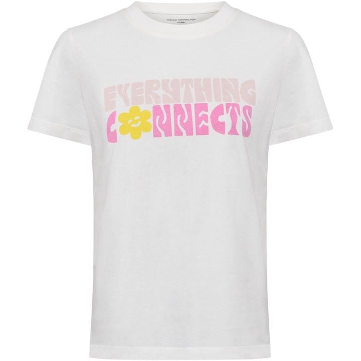 French Connection Women's White Everything Connects T-Shirt, Sports Direct