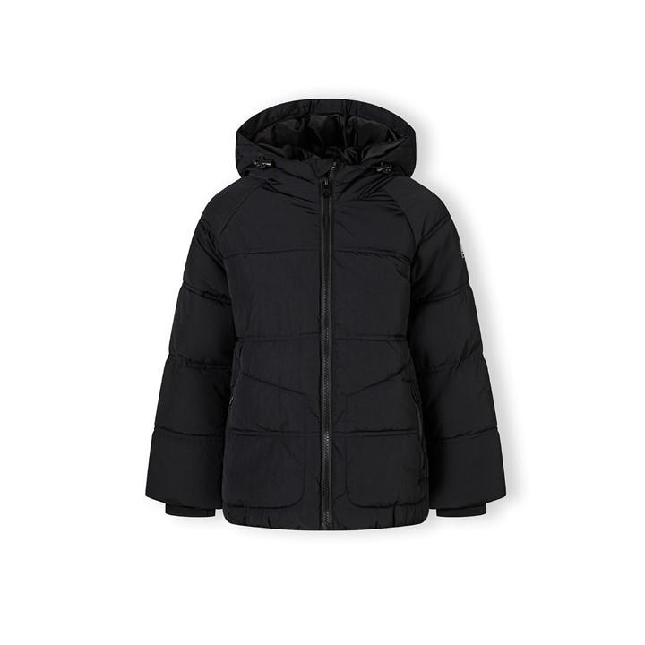 Minoti Boys Black Quilted Jacket With Hood Zip Pockets in Size 6 - 7 Years, Sports Direct