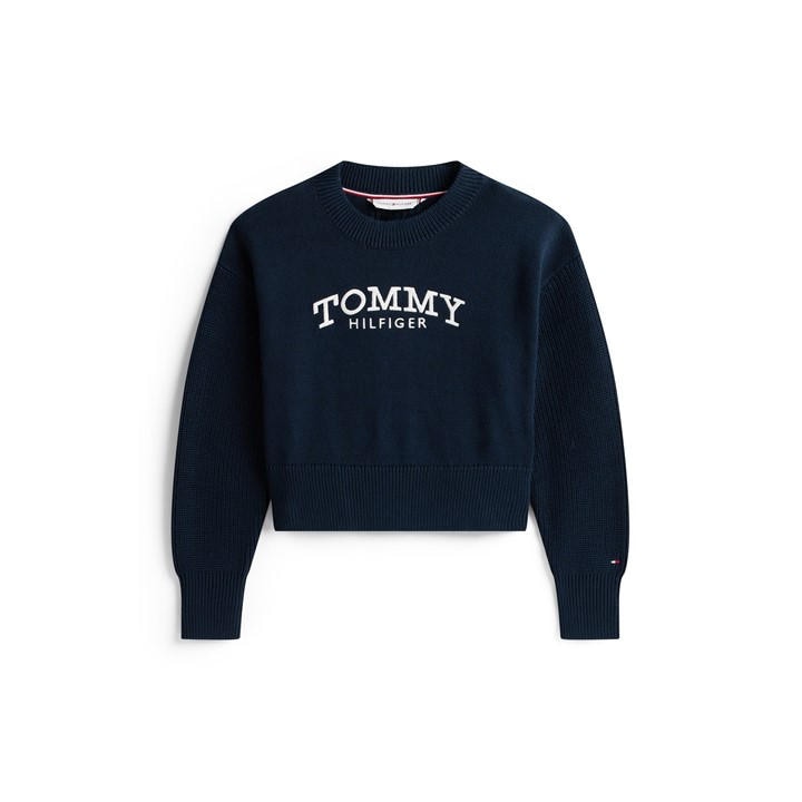Tommy Hilfiger Girls Blue Kids' Knitted Crew Neck Jumper in Size 14 - 16 Years, Sports Direct