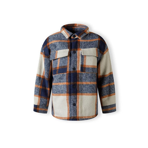 Minoti - Boys padded shirt jacket wool blend blue check