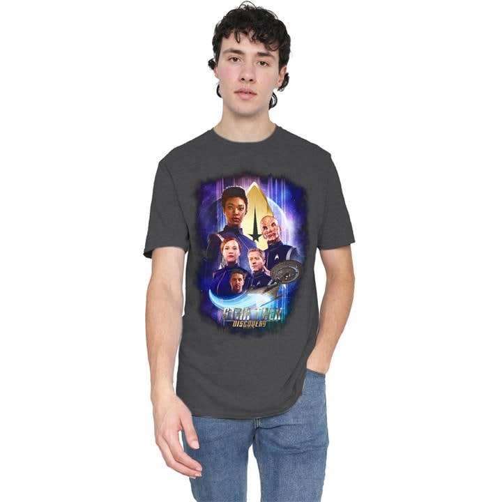 Star Trek Men's Grey Discovery Discoverys Finest T-Shirt Cha in Size M, Sports Direct