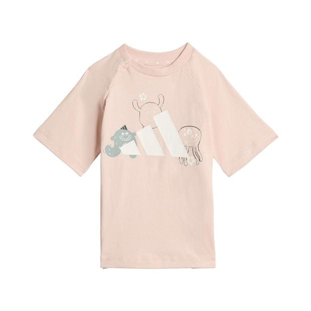 Blush Pink/Whit - adidas - Kids' Top and Trouser Set