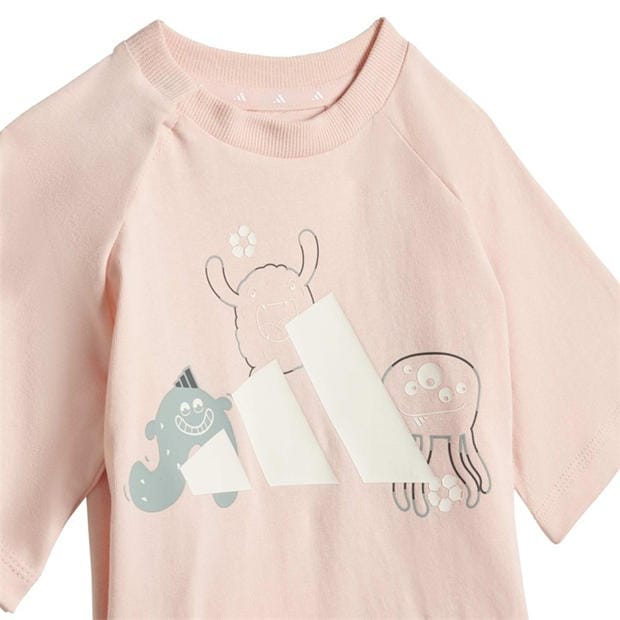 Blush Pink/Whit - adidas - Kids' Top and Trouser Set