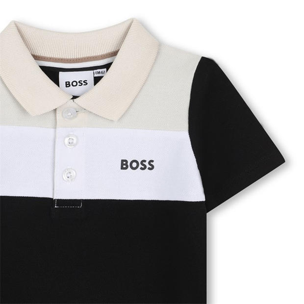 Черно 09B - Boss - Kids' Colour Block Short Sleeve Polo Shirt