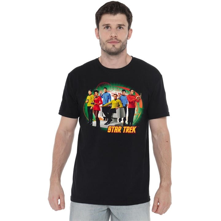 Star Trek Men' Black Enterprises Finest T Shirt in Size S, Sports Direct