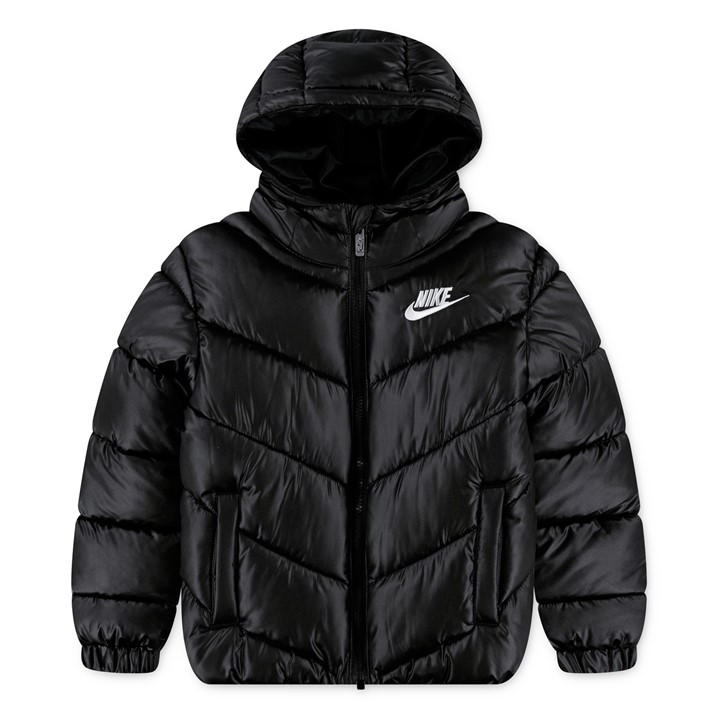 Nike  Kids Black Swoosh Padded Jacket in Size 4 - 5 Years, Sports Direct