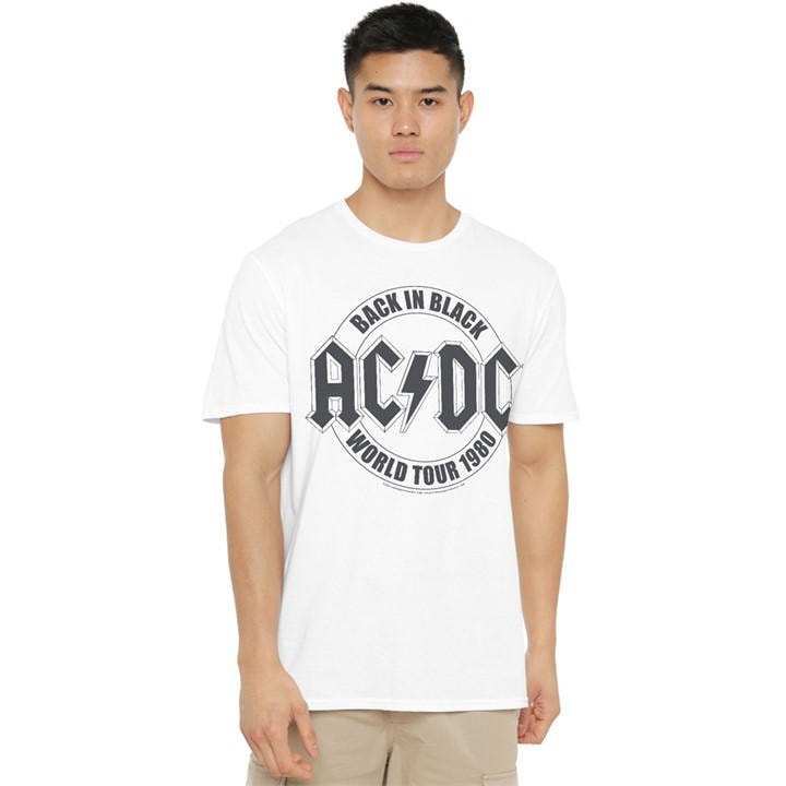 Acdc Men's White Tour Emblem T-Shirt in Size 2XL, Sports Direct